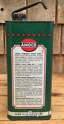Vintage Nos 1 Gal Amoco Valve Stem # 586 Huile Moteur Tin Can Gas Service Station