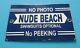 Vintage Nude Beach Station De Service D'essence De Porcelaine Pompe Pas Peeking Panneau D'avertissement