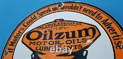 Vintage Oilzum Gasoline Gaz Oil Service Station Station Pump Plate Ad Sign