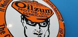 Vintage Oilzum Gasoline Gaz Oil Service Station Station Pump Plate Ad Sign