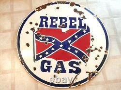 Vintage Original Rebel Gas Porcelain Service Station Signe 39 Rare