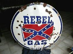 Vintage Original Rebel Gas Porcelain Service Station Signe 39 Rare