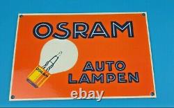 Vintage Osram Porcelaine Gaz Électrique Auto Lampe Station De Service D'essence Pompe