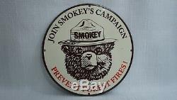 Vintage Ours Smokey Porcelaine Signe Gaz Huile Moteur Station Service Nous Feux De Forêt