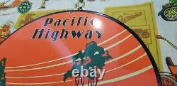 Vintage Pacific Highway Porcelaine Essence Station De Service Vieille Voiture Auto Signe