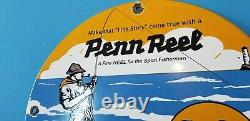 Vintage Penn Reels De Pêche Station D'essence De Porcelaine Tackle Vente Service Lures Sign