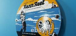 Vintage Penn Reels De Pêche Station D'essence De Porcelaine Tackle Vente Service Lures Sign