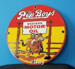 Vintage Pep Boys Motor Oil Porcelain Gas Motor Oil Service Station Pump Signe