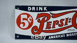 Vintage Pepsi Cola Porcelaine Signe Gaz Huile Metal Service Station De Pompage Plate Soda