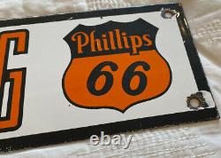 Vintage Phillips 66 Essence Non Fumer Plaque De Porcelaine Station De Service Essence