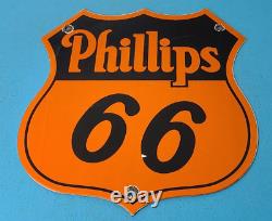 Vintage Phillips 66 Essence Porcelaine Essence Station De Service D'huile À Moteur Panneau De Pompe
