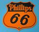 Vintage Phillips 66 Essence Porcelaine Essence Station De Service D'huile À Moteur Panneau De Pompe