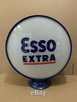 Vintage Pompe Esso Gas Globe Lumière En Verre Service Station Objectif Garage Tiger Supplémentaire