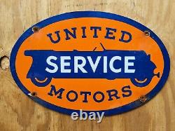 Vintage Porcelaine United Motors Sign Gas Station Oil Garage Service British Uk