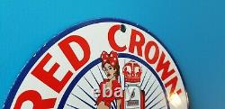 Vintage Red Crown Essence Porcelaine Station D’essence Station D’essence Pin Up Girl Sign