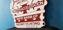 Vintage Red Crown Gasoline Porcelain Gas & Oil Service Station Pump Plate Sign