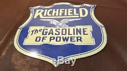 Vintage Richfield Essence Porcelaine Gaz Huile Service Station De Pompage Plate Sign