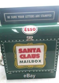 Vintage Santa Claus Esso Boîte Aux Lettres Station Service De Noël Affichage Signe Rare