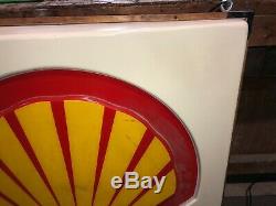 Vintage Service Shell Gas Light Station Sign Up Antique