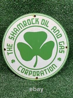 Vintage Shamrock Porcelaine Enseigne Irish Lucky Clover 12 Gas Station Oil Service