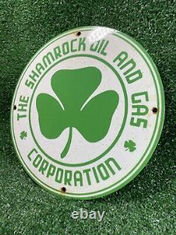 Vintage Shamrock Porcelaine Enseigne Irish Lucky Clover 12 Gas Station Oil Service