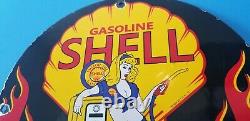 Vintage Shell Essence Essence Station-service Shell Clam & Flames Signe