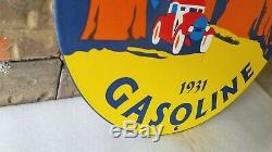 Vintage Shell Essence Porcelaine Station Service Huile Moteur De La Pompe Plaque Signe