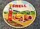 Vintage Shell Essence Service Station Porcelaine De Super Gas Racing Pump Sign