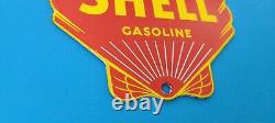 Vintage Shell Essence Station De Service De Gaz De Porcelaine Plaque De Pompe Plaque Rouge Die-cut