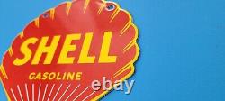 Vintage Shell Essence Station De Service De Gaz De Porcelaine Plaque De Pompe Plaque Rouge Die-cut