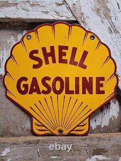 Vintage Shell Porcelaine Enseigne Automobile Lube Station D'essence Auto Pompe De Service