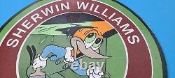 Vintage Sherwin Williams Peintures Station De Service De Porcelaine Essence Pompe