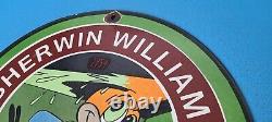 Vintage Sherwin Williams Peintures Station De Service De Porcelaine Essence Pompe