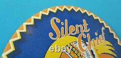 Vintage Silent Chef Essence Porcelaine Station De Service D'essence Pompe Indienne 12 Signe