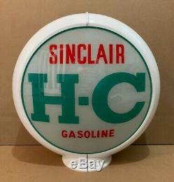 Vintage Sinclair H-c Pompe À Gaz Globe Lumière En Verre Service Station Objectif Garage Huile