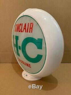 Vintage Sinclair H-c Pompe À Gaz Globe Lumière En Verre Service Station Objectif Garage Huile