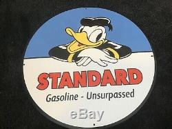 Vintage Standard Essence Pancarte De Métal Gas Oil Station Service Pump Plate Disney