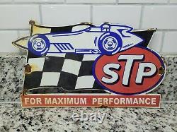 Vintage Stp Porcelaine Sign Race Voiture Station Essence Motor Oil Service Carburant Américain