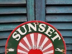 Vintage Sunset Essence Porcelaine Station Service Auto-oil Pump Plate Sign