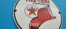 Vintage Texaco Essence Porcelaine Essence Pompier Chef Service Station 12 Signe