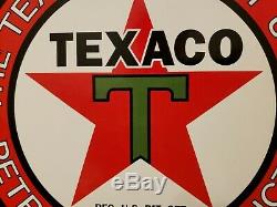 Vintage Texaco Essence Porcelaine Signe Gaz Huile Service Station De Pompage Plate Rare