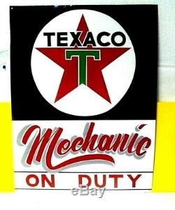 Vintage Texaco Mécanicien Sur Duty Oil Service Station Boutique Peinte À La Main Signe