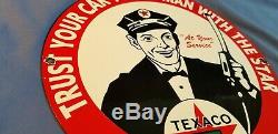 Vintage Texaco Porcelaine Motor Oil Gas Attendant Service Station De Pompage Connexion Plaque
