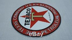Vintage Texaco Porcelaine Signe Gaz Service Motor Oil Pump Station Red Star Rare