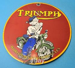 Vintage Triumph Pompe À Essence De Porcelaine Automobile Station De Service Motos Signe