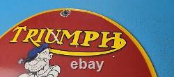 Vintage Triumph Pompe À Essence De Porcelaine Automobile Station De Service Motos Signe