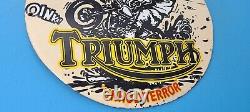 Vintage Triumph Pompe À Gaz De Porcelaine Rat Fink Station De Service Motos Signe