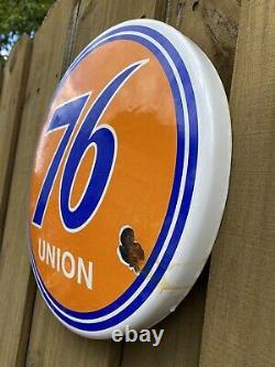 Vintage Union 76 Essence Porcelaine Signe Dome 12 Station D'essence Services De Pompes
