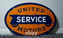 Vintage United Motors Service Porcelain Sign Gas Oil Metal Station Essence Rare