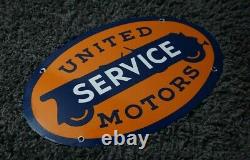 Vintage United Motors Service Porcelain Sign Gas Oil Metal Station Essence Rare